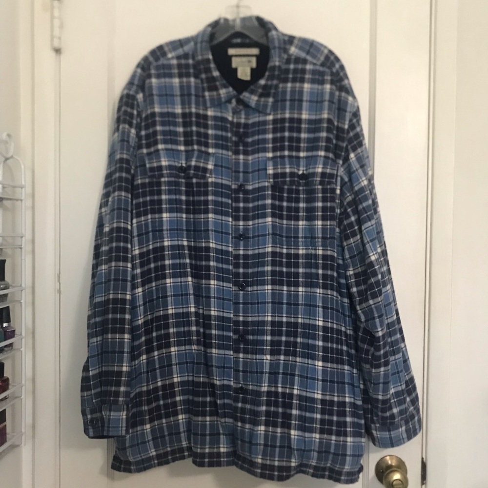 ✔️L.L. Bean Men's Blue Plaid Flannel Shirt - Classic Casual 🧔🏻‍♂️